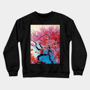 wall art painting butterfly floral trees abstract soft paint Japanese style unique Crewneck Sweatshirt